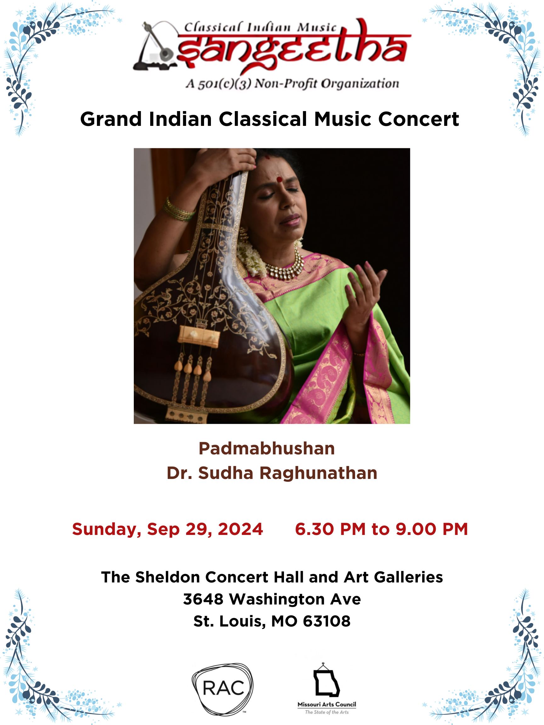 Sudha Raghunathan Concert on 09/29/2024